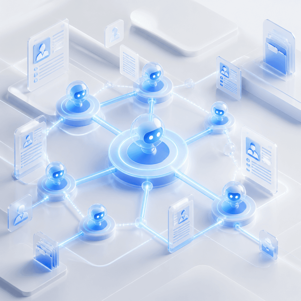 Network of AI agents analyzing candidate resumes